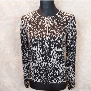 100% cashmere animal print cardigan small